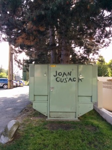 Whoever tagged this has done it all over my neighbourhood. I find it quite funny.